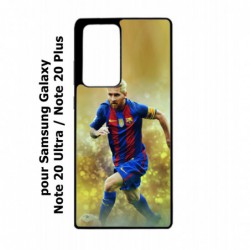 Coque noire pour Samsung Galaxy Note 20 Ultra Lionel Messi FC Barcelone Foot fond jaune