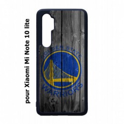 Coque noire pour Xiaomi Mi Note 10 lite Stephen Curry emblème Golden State Warriors Basket fond bois
