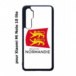 Coque noire pour Xiaomi Mi Note 10 lite Logo Normandie - Écusson Normandie - 2 léopards