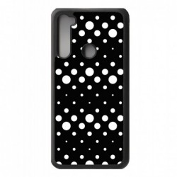 Coque noire pour Xiaomi Mi Note 10 lite motif géométrique pattern noir et blanc - ronds blancs