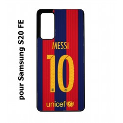 Coque noire pour Samsung S20 FE maillot 10 Lionel Messi FC Barcelone Foot