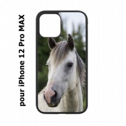 Coque noire pour Iphone 12 PRO MAX Coque cheval blanc - tête de cheval