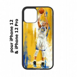 Coque noire pour Iphone 12 et 12 PRO Stephen Curry Golden State Warriors Shoot Basket