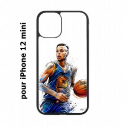 Coque noire pour Iphone 12 MINI Stephen Curry Golden State Warriors dribble Basket