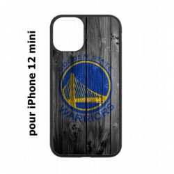 Coque noire pour Iphone 12 MINI Stephen Curry emblème Golden State Warriors Basket fond bois