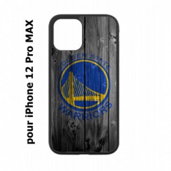 Coque noire pour Iphone 12 PRO MAX Stephen Curry emblème Golden State Warriors Basket fond bois