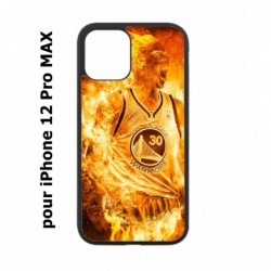 Coque noire pour Iphone 12 PRO MAX Stephen Curry Golden State Warriors Basket - Curry en flamme