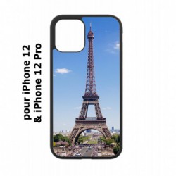 Coque noire pour Iphone 12 et 12 PRO Tour Eiffel Paris France