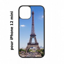 Coque noire pour Iphone 12 MINI Tour Eiffel Paris France