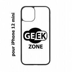 Coque noire pour Iphone 12 MINI Logo Geek Zone noir & blanc