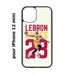 Coque noire pour Iphone 12 MINI star Basket Lebron James Cavaliers de Cleveland 23