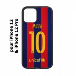 Coque noire pour Iphone 12 et 12 PRO maillot 10 Lionel Messi FC Barcelone Foot