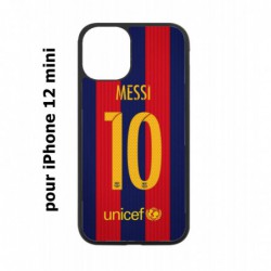 Coque noire pour Iphone 12 MINI maillot 10 Lionel Messi FC Barcelone Foot