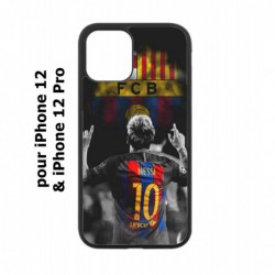 Coque noire pour Iphone 12 et 12 PRO Lionel Messi 10 FC Barcelone Foot