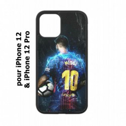 Coque noire pour Iphone 12 et 12 PRO Lionel Messi FC Barcelone Foot