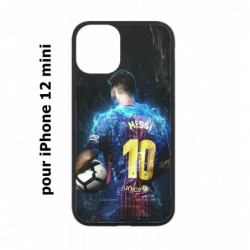Coque noire pour Iphone 12 MINI Lionel Messi FC Barcelone Foot