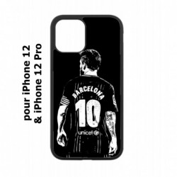 Coque noire pour Iphone 12 et 12 PRO Lionel Messi FC Barcelone Foot