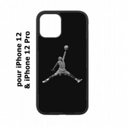 Coque noire pour Iphone 12 et 12 PRO Michael Jordan 23 shoot Chicago Bulls Basket