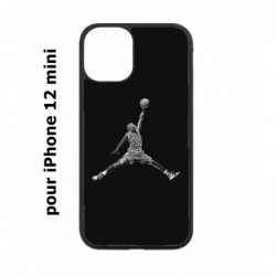 Coque noire pour Iphone 12 MINI Michael Jordan 23 shoot Chicago Bulls Basket