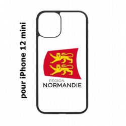 Coque noire pour Iphone 12 MINI Logo Normandie - Écusson Normandie - 2 léopards