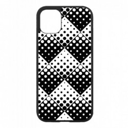 Coque noire pour Iphone 12 PRO MAX motif géométrique pattern noir et blanc - ronds carrés noirs blancs