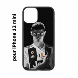 Coque noire pour Iphone 12 MINI Cristiano Ronaldo Club Foot Turin