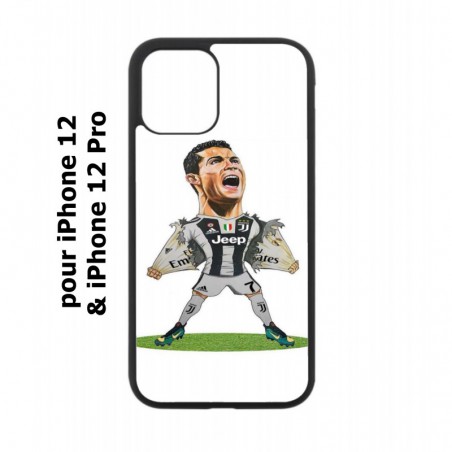 Coque noire pour Iphone 12 et 12 PRO Cristiano Ronaldo club foot Turin Football - Ronaldo super héros