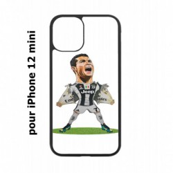 Coque noire pour Iphone 12 MINI Cristiano Ronaldo club foot Turin Football - Ronaldo super héros
