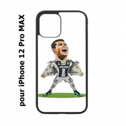 Coque noire pour Iphone 12 PRO MAX Cristiano Ronaldo club foot Turin Football - Ronaldo super héros