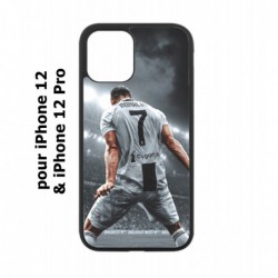 Coque noire pour Iphone 12 et 12 PRO Cristiano Ronaldo club foot Turin Football stade
