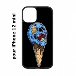 Coque noire pour Iphone 12 MINI Ice Skull - Crâne Glace - Cône Crâne - skull art