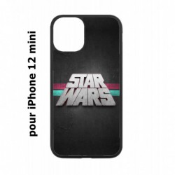 Coque noire pour Iphone 12 MINI logo Stars Wars fond gris - légende Star Wars