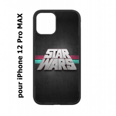 Coque noire pour Iphone 12 PRO MAX logo Stars Wars fond gris - légende Star Wars
