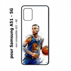 Coque noire pour Samsung Galaxy A51 - 5G Stephen Curry Golden State Warriors dribble Basket