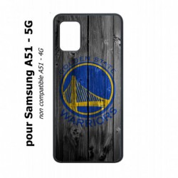 Coque noire pour Samsung Galaxy A51 - 5G Stephen Curry emblème Golden State Warriors Basket fond bois
