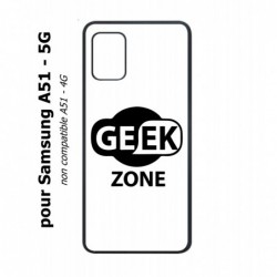 Coque noire pour Samsung Galaxy A51 - 5G Logo Geek Zone noir & blanc