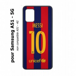 Coque noire pour Samsung Galaxy A51 - 5G maillot 10 Lionel Messi FC Barcelone Foot