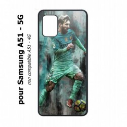 Coque noire pour Samsung Galaxy A51 - 5G Lionel Messi FC Barcelone Foot vert-rouge-jaune