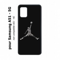 Coque noire pour Samsung Galaxy A51 - 5G Michael Jordan 23 shoot Chicago Bulls Basket