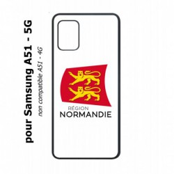 Coque noire pour Samsung Galaxy A51 - 5G Logo Normandie - Écusson Normandie - 2 léopards