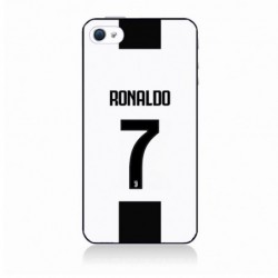 Coque noire pour IPOD TOUCH 6 Ronaldo CR7 Juventus Foot numéro 7 fond blanc