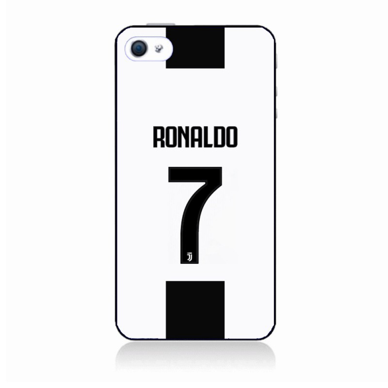 Coque noire pour IPHONE X Ronaldo CR7 Juventus Foot numéro 7 fond blanc