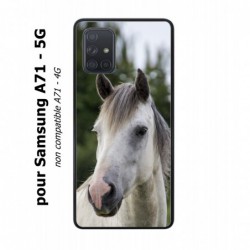 Coque noire pour Samsung Galaxy A71 - 5G Coque cheval blanc - tête de cheval