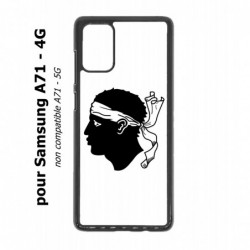 Coque noire pour Samsung Galaxy A71 - 4G Drapeau Corse Emblème - Écusson Corse Tête de Maure