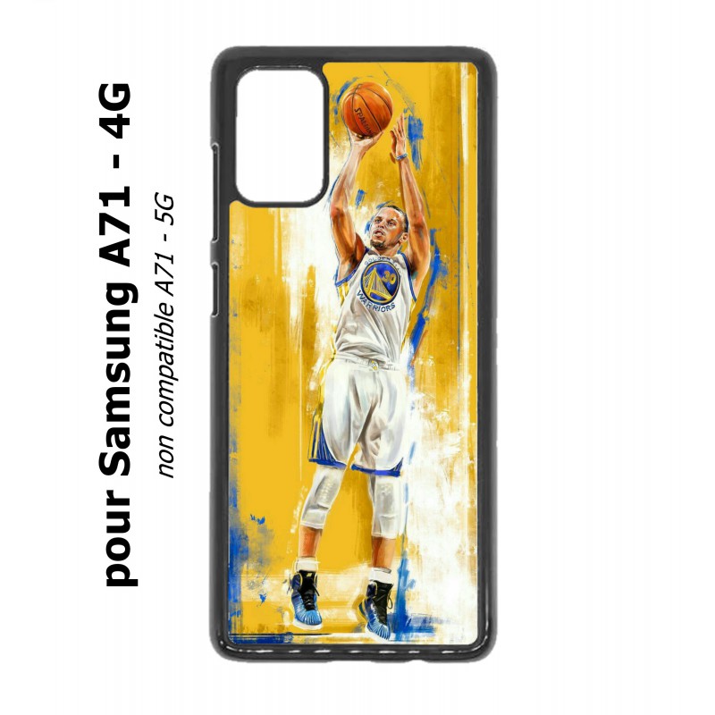 Coque noire pour Samsung Galaxy A71 - 4G Stephen Curry Golden State Warriors Shoot Basket