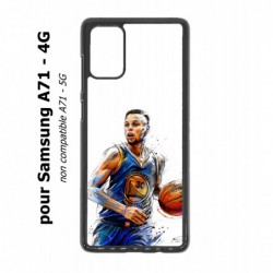 Coque noire pour Samsung Galaxy A71 - 4G Stephen Curry Golden State Warriors dribble Basket