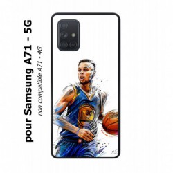 Coque noire pour Samsung Galaxy A71 - 5G Stephen Curry Golden State Warriors dribble Basket