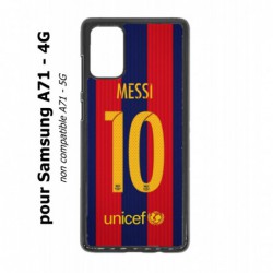 Coque noire pour Samsung Galaxy A71 - 4G maillot 10 Lionel Messi FC Barcelone Foot