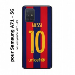 Coque noire pour Samsung Galaxy A71 - 5G maillot 10 Lionel Messi FC Barcelone Foot