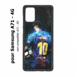 Coque noire pour Samsung Galaxy A71 - 4G Lionel Messi FC Barcelone Foot